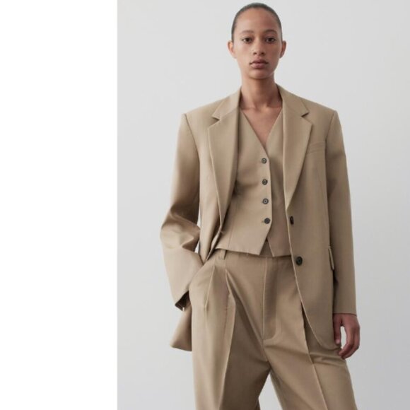 ZARA - ZW COLLECTION OVERSIZE BLAZER IN TAN - S - Picture 1 of 8